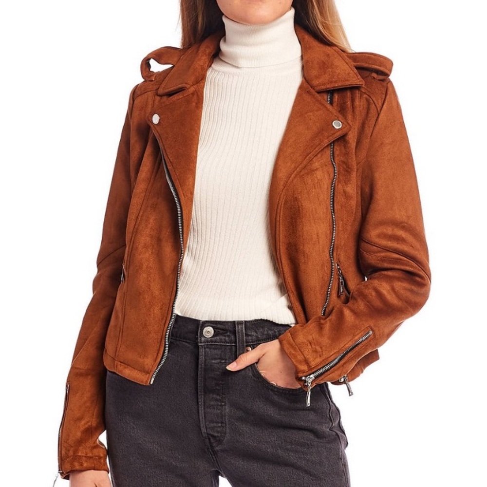 ❌SOLD Jou Jou Bonded Suede Moto Jacket - Picture 1 of 9